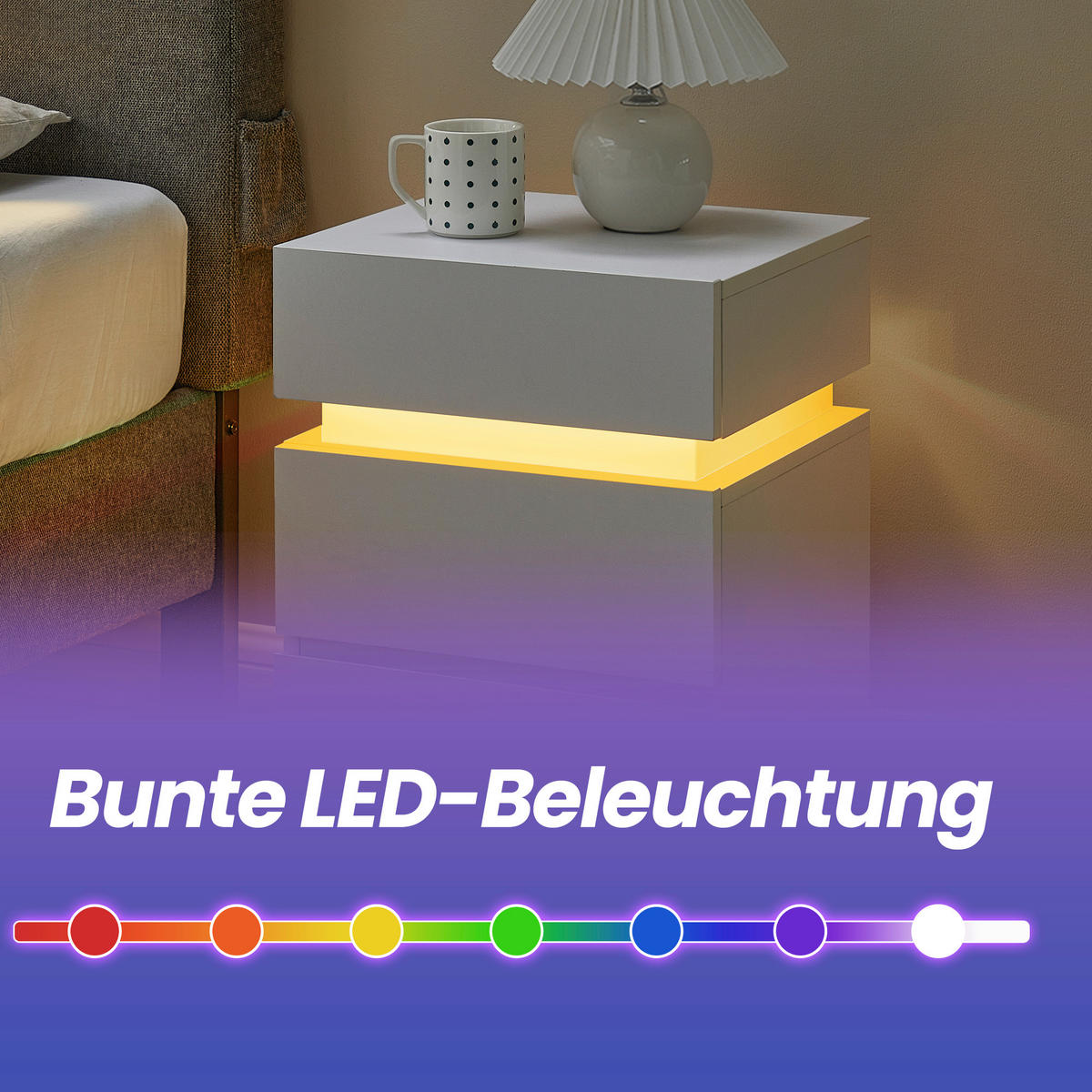 NACHTSCHRANKSET 40/55/35 cm  - Weiß, Trend, Holzwerkstoff (40/55/35cm) - Boxxx