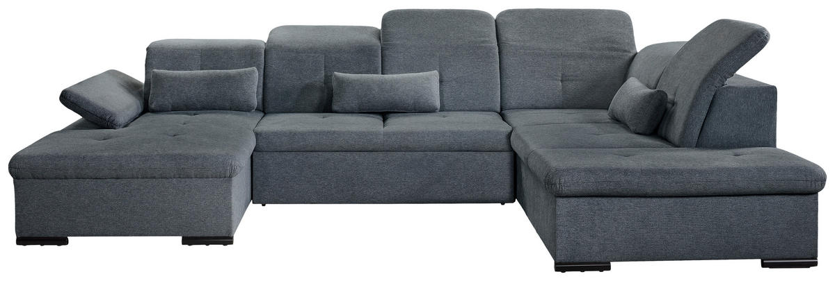 WOHNLANDSCHAFT Dunkelgrau Chenille  - Dunkelgrau/Grau, KONVENTIONELL, Kunststoff/Textil (240/340/188cm) - Carryhome