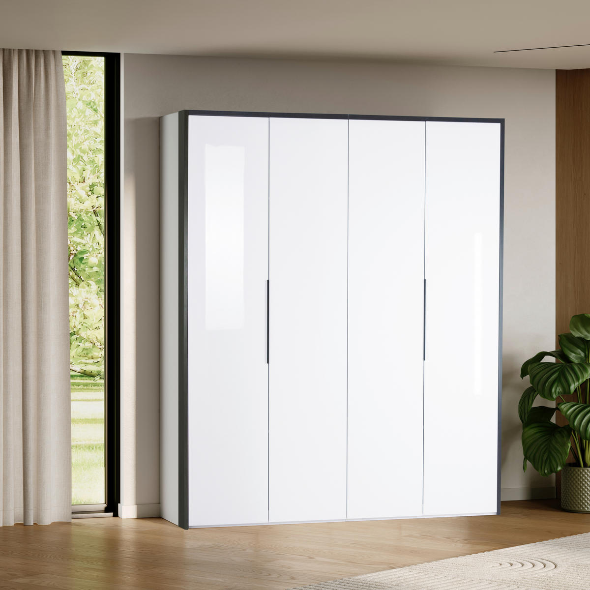 DREHTÜRENSCHRANK 201/221/60 cm 4-türig Weiß  - Anthrazit/Weiß, MODERN, Holzwerkstoff/Metall (201/221/60cm) - MID.YOU