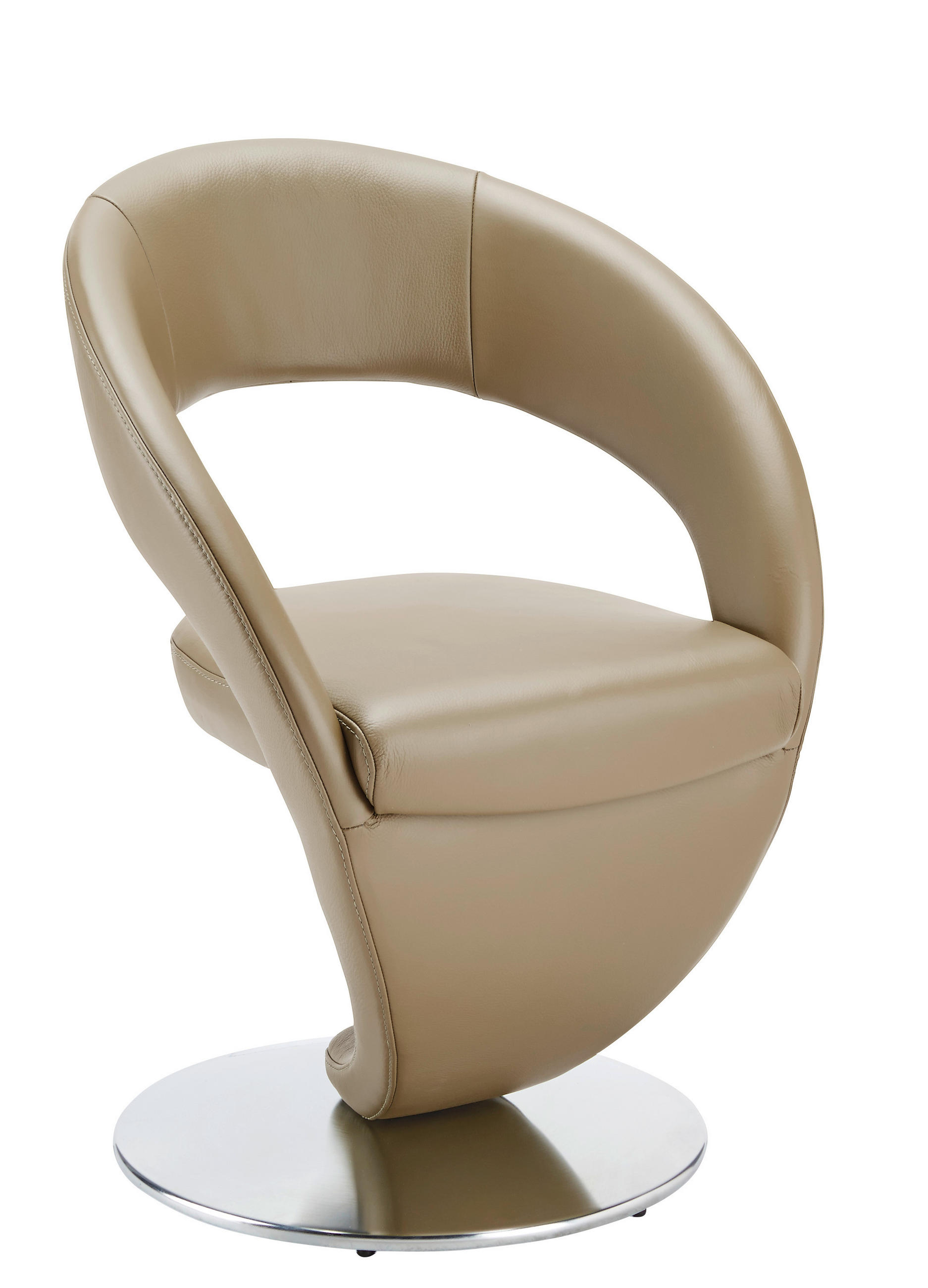 STUHL Echtleder Edelstahlfarben, Hellbraun  - Hellbraun/Edelstahlfarben, Design, Leder/Metall (62/86/61cm) - Moderano