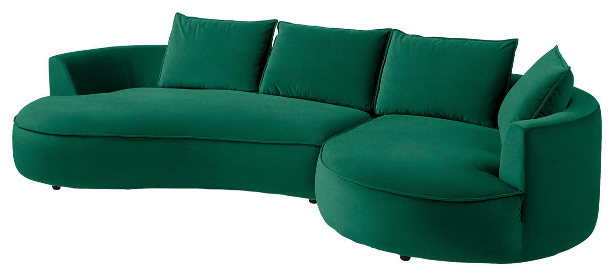 BIGSOFA Samt Grün  - Schwarz/Grün, Design, Kunststoff/Textil (322/66/154cm) - home24