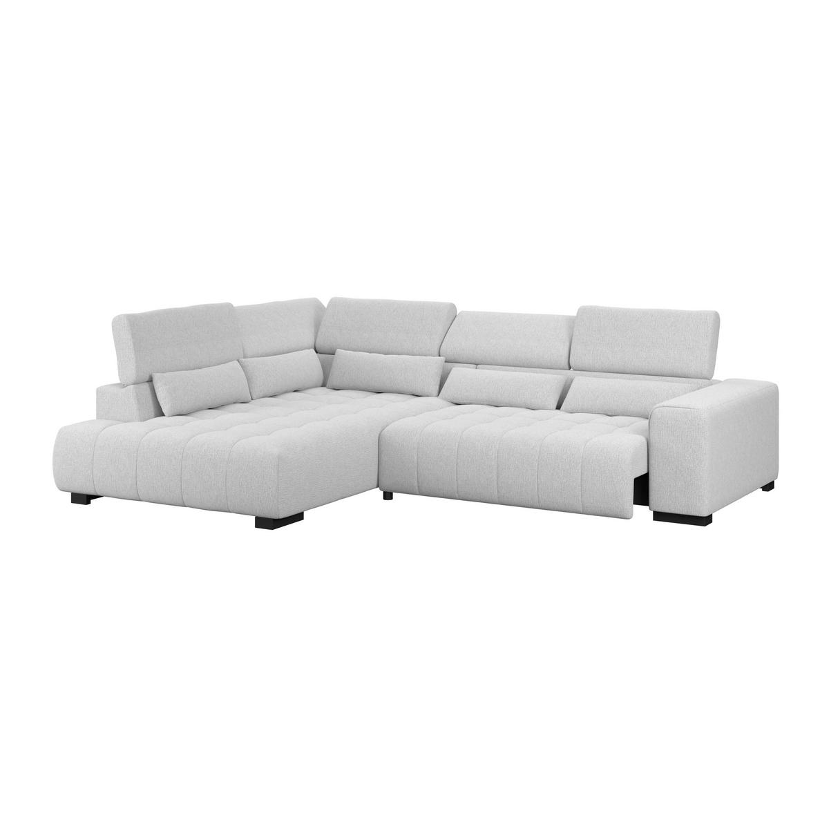 ECKSOFA MATERA Hellgrau Chenille, Struktur Nierenkissen, Kopfteilverstellung, Sitzvorzug  - Hellgrau/Schwarz, Trend, Holz/Textil (226/311cm) - MID.YOU