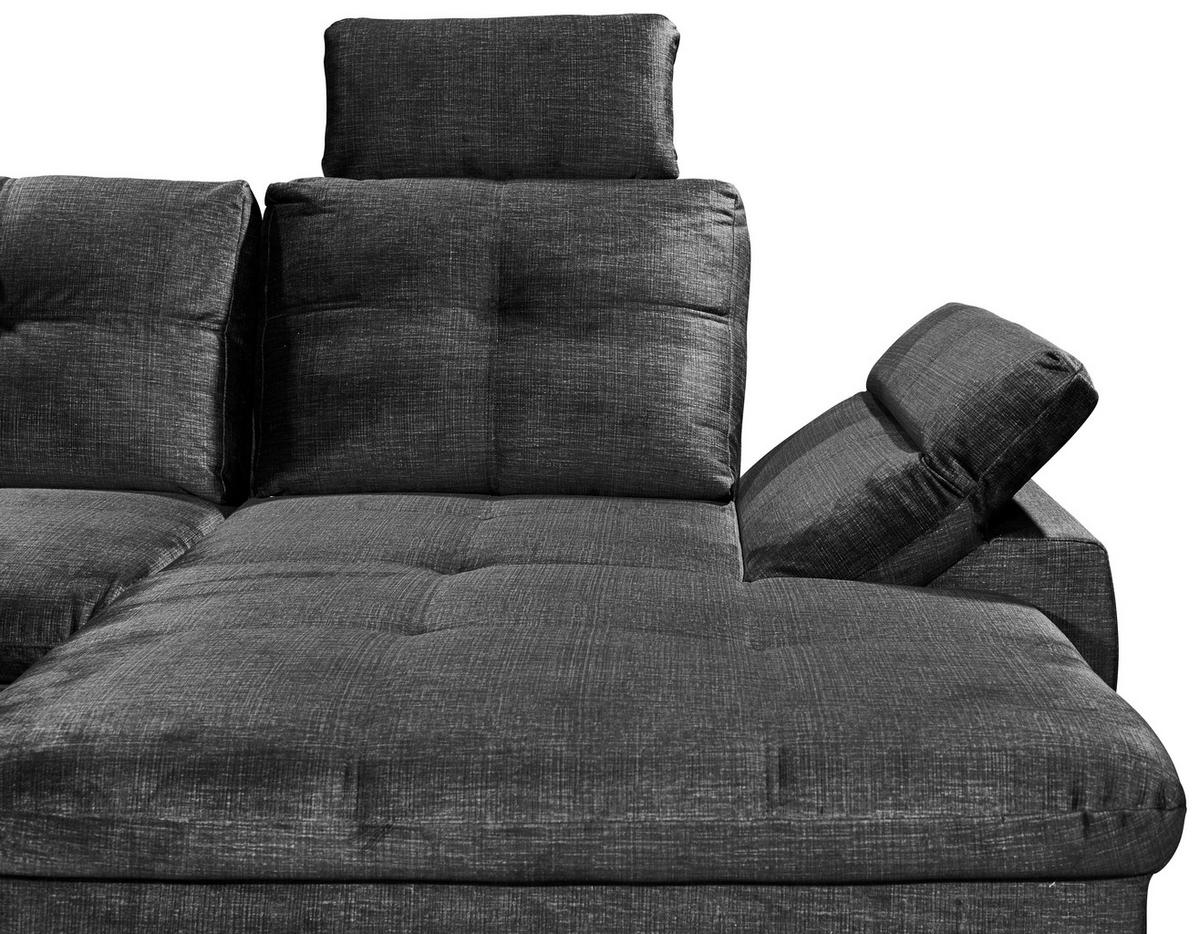 WOHNLANDSCHAFT Schwarz Mikrovelours  - Schwarz, KONVENTIONELL, Kunststoff/Textil (217/334/127cm) - Carryhome