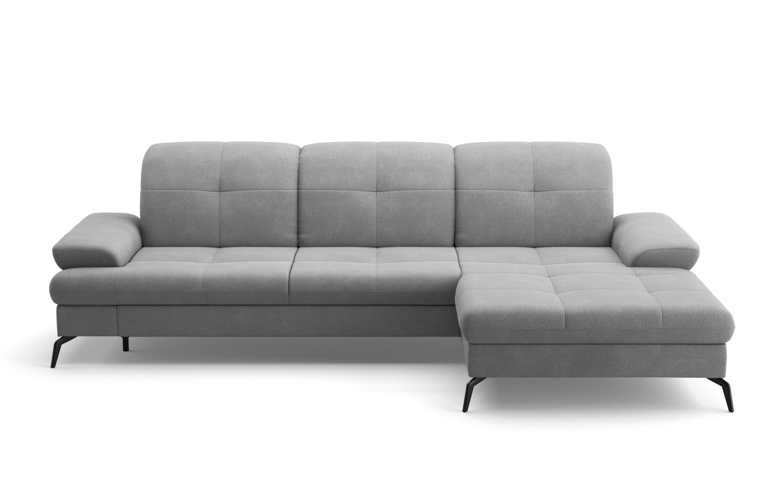 ECKSOFA in Flachgewebe Grau  - Schwarz/Grau, Konventionell, Textil/Metall (279/185cm) - Sit & More