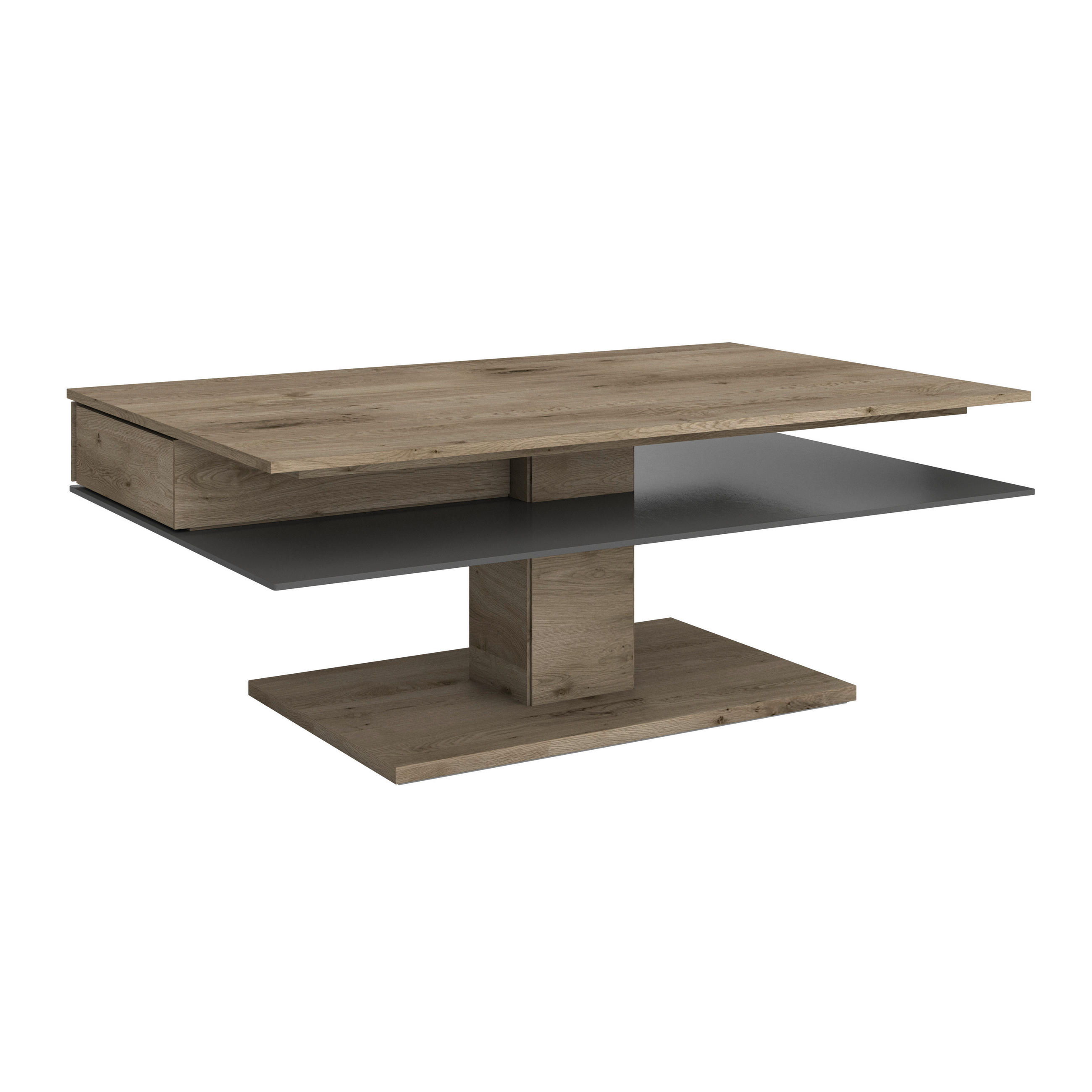 COUCHTISCH Altholz, Eiche massiv Farbglas 120/75/46 cm rechteckig Anthrazit, Eichefarben  - Eichefarben/Anthrazit, Design, Glas/Holz (120/75/46cm) - Voglauer