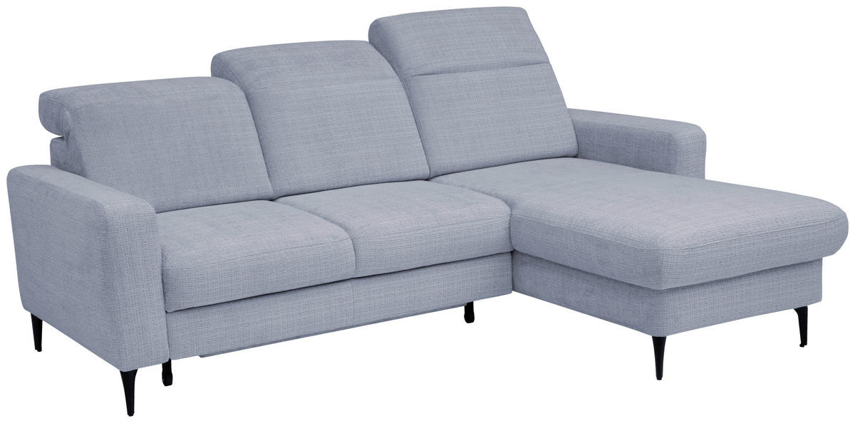 ECKSOFA FABIO Blau Chenille Bettkasten, Kopfteilverstellung  - Blau/Schwarz, Design, Textil/Metall (174/223cm) - Livetastic