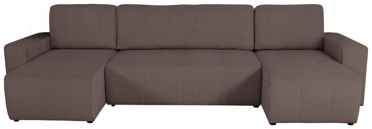 Wohnlandschaft inkl. Funktion Mokka Cord  - Schwarz/Mokka, KONVENTIONELL, Textil (146/317/146cm) - Xora