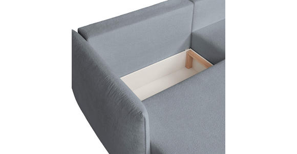 ECKSOFA Hellgrau Jersey Rückenkissen, Bettkasten, Schlaffunktion, Rücken echt, Liegefläche im Originalstoff  - Hellgrau/Schwarz, KONVENTIONELL, Kunststoff/Textil (238/148cm) - Carryhome