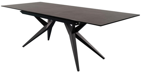 ESSTISCH in Metall, Glas, Keramik 180-230/95/76 cm - Schwarz/Grau, Design, Glas/Keramik (180-230/95/76cm) - Novel
