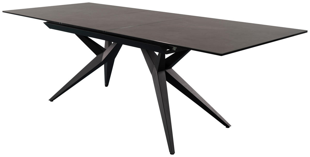 ESSTISCH in Metall, Glas, Keramik 180-230/95/76 cm  - Schwarz/Grau, Design, Glas/Keramik (180-230/95/76cm) - Novel
