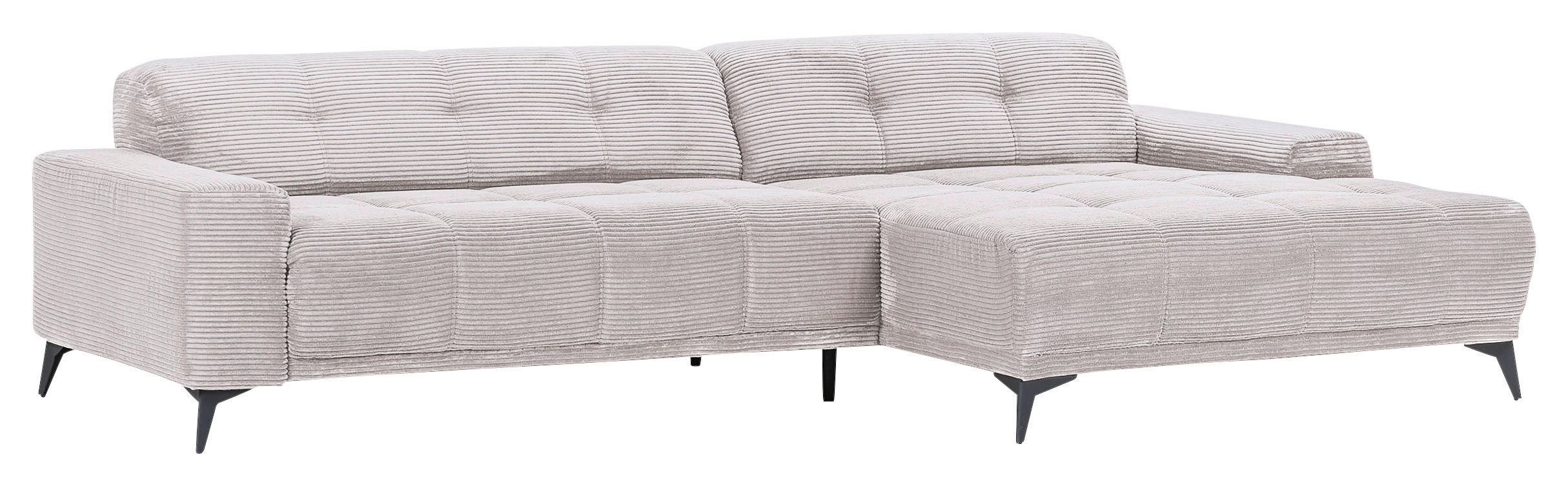 ECKSOFA Naturfarben Cord  - Schwarz/Naturfarben, KONVENTIONELL, Textil/Metall (295/165cm) - Carryhome