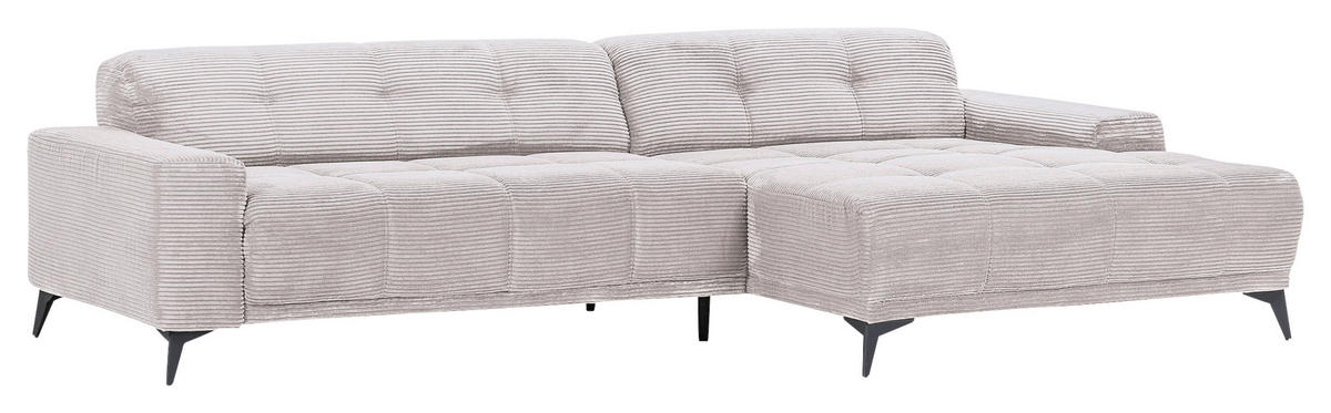 ECKSOFA in Cord Naturfarben  - Schwarz/Naturfarben, Konventionell, Textil/Metall (295/165cm) - Carryhome