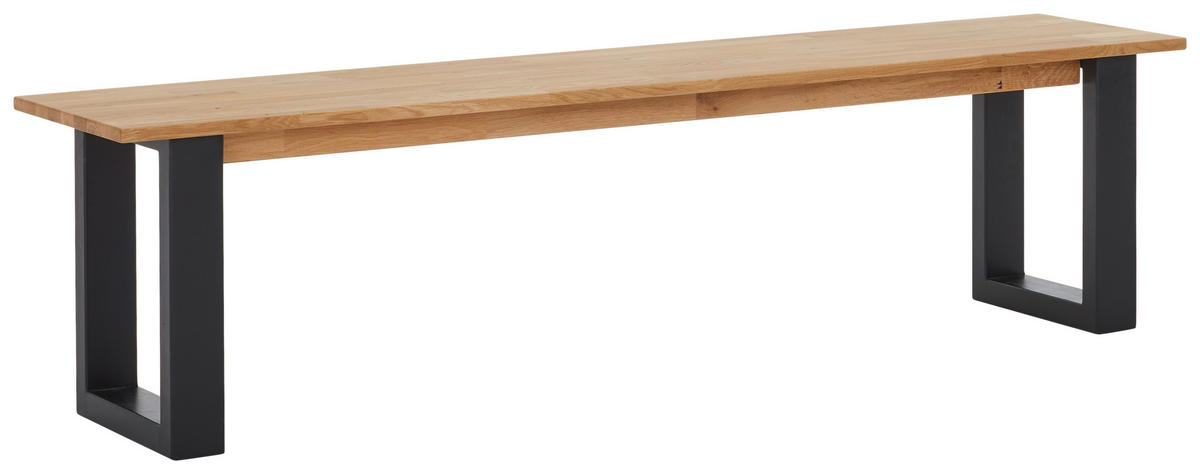 SITZBANK Wildeiche Wildeiche massiv Holz  - Wildeiche/Schwarz, Natur, Holz (180/38/45cm) - Livetastic