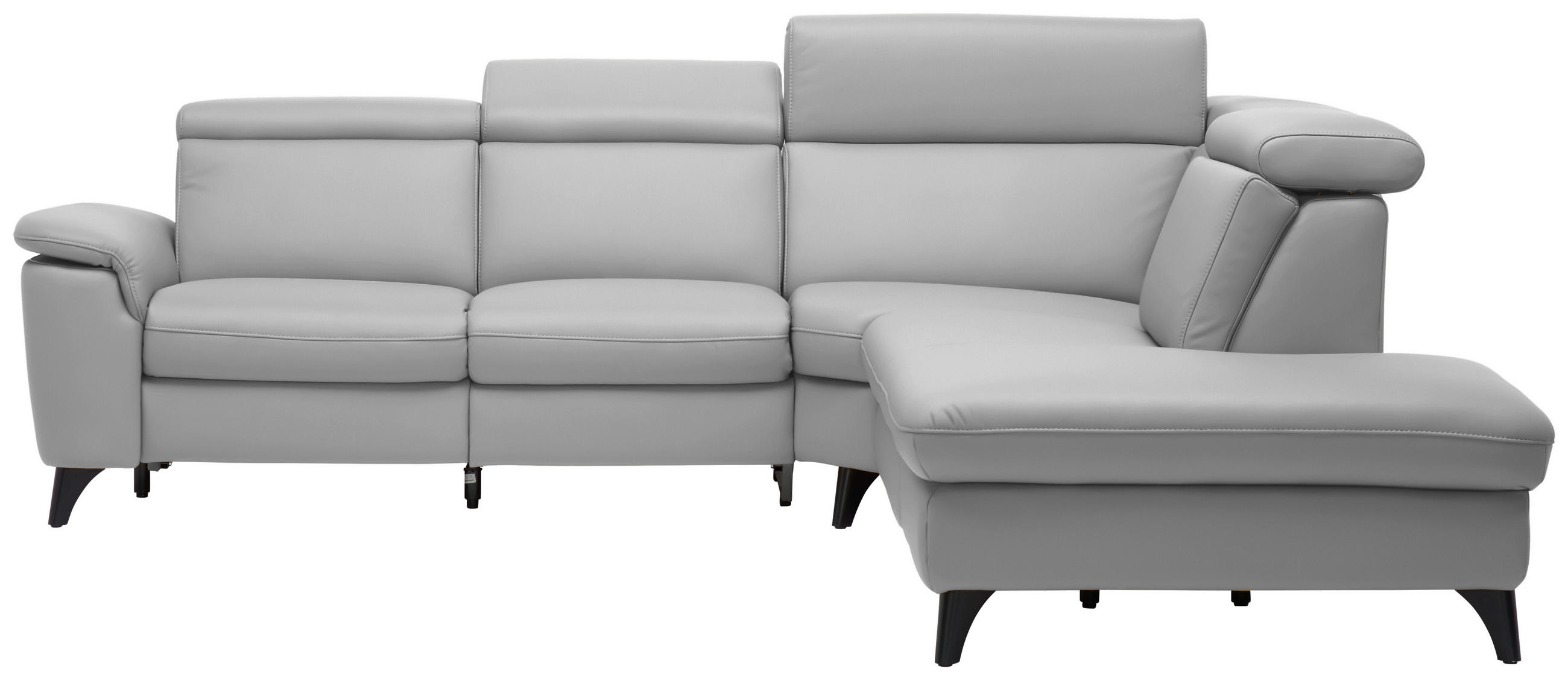 ECKSOFA in Echtleder Grau  - Schwarz/Grau, Design, Leder/Metall (285/239cm) - Cantus