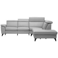 ECKSOFA in Echtleder Grau  - Schwarz/Grau, Design, Leder/Metall (285/239cm) - Cantus