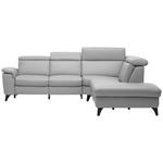 ECKSOFA in Echtleder Grau  - Schwarz/Grau, Design, Leder/Metall (285/239cm) - Cantus