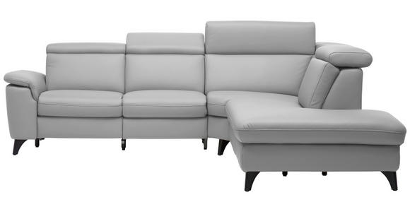 ECKSOFA in Echtleder Grau  - Schwarz/Grau, Design, Leder/Metall (285/239cm) - Cantus