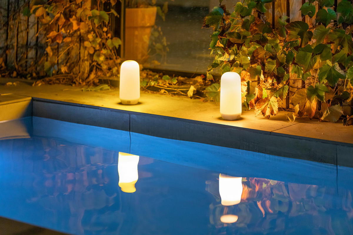 LED-AUßENLEUCHTE CANDY 9/19/9 cm   - Weiß, Basics, Kunststoff (9/19/9cm) - New Garden