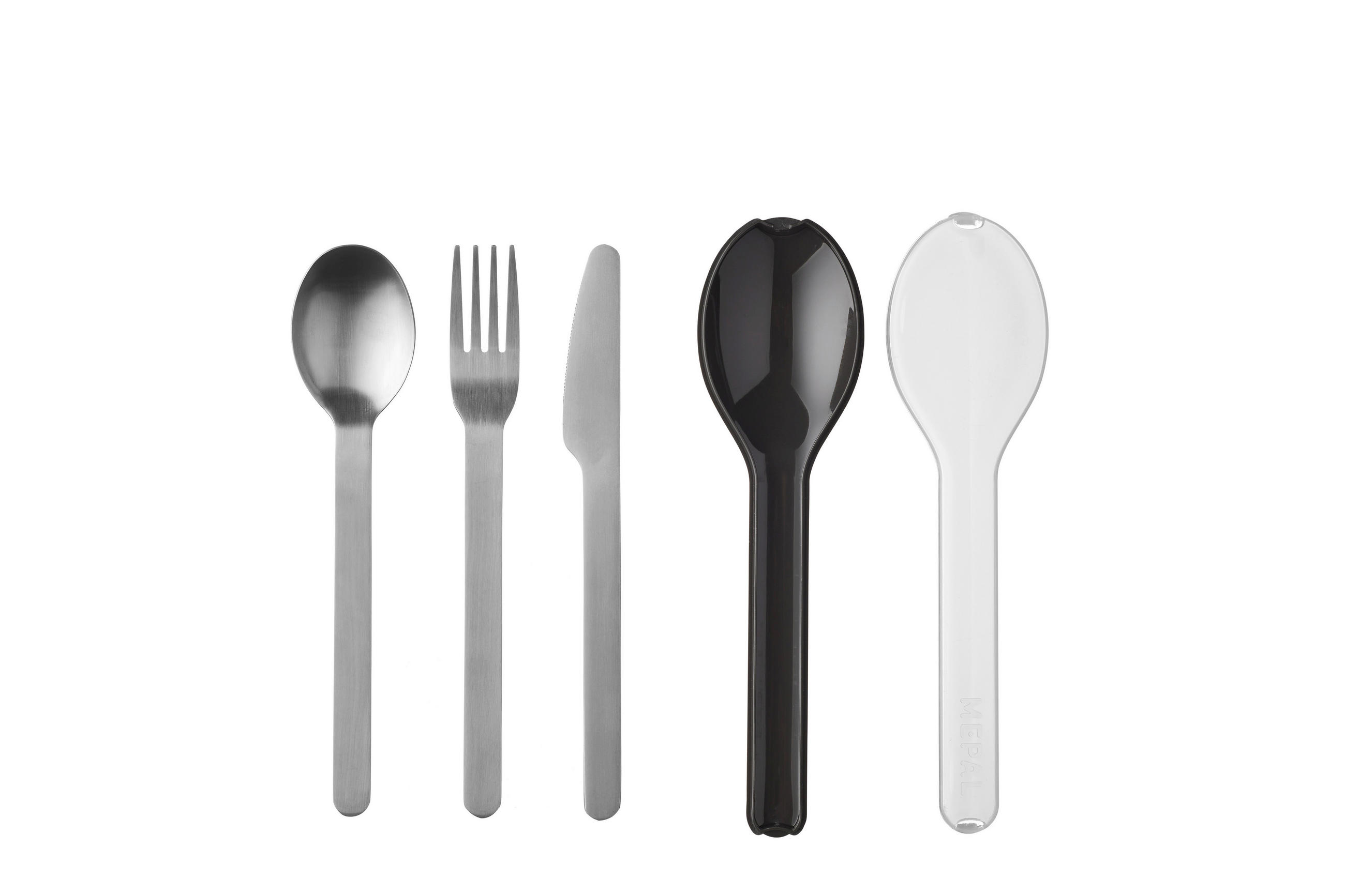 BESTECKSET ELLIPSE 3-teilig Edelstahl - Silberfarben/Schwarz, KONVENTIONELL, Kunststoff/Metall (19,5/5,1/2,3cm) - Mepal