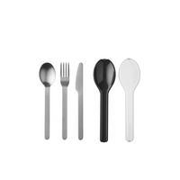 BESTECKSET ELLIPSE 3-teilig Edelstahl  - Silberfarben/Schwarz, KONVENTIONELL, Kunststoff/Metall (19,5/5,1/2,3cm) - Mepal