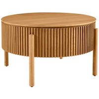 COUCHTISCH 75/75/42 cm Eiche furniert, massiv rund Eichefarben Stauraum, herausnehmbares Tablett, einfacher Aufbau  - Eichefarben, Natur, Holz/Holzwerkstoff (75/75/42cm) - Waldwelt