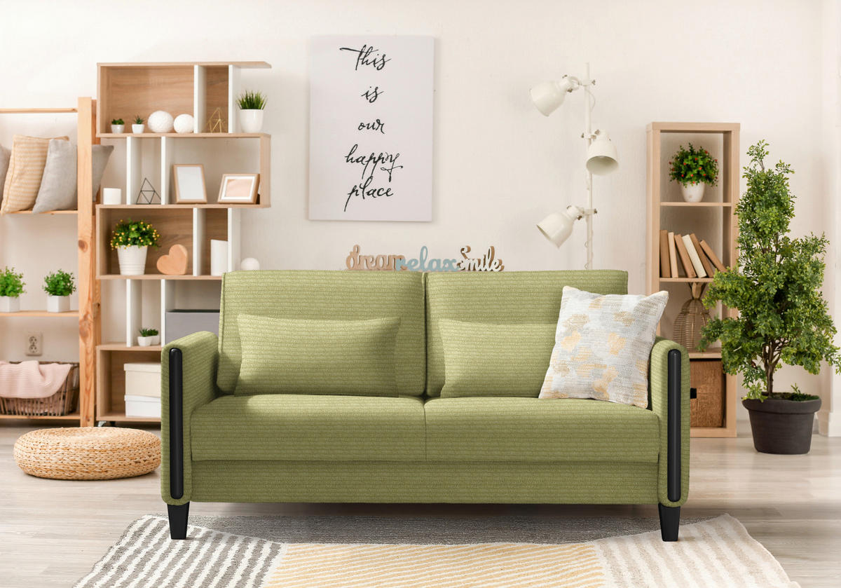 SCHLAFSOFA in Cord Schwarz, Hellgrün  - Schwarz/Hellgrün, Design, Holz/Textil (174/88/104cm) - Niels Andersson