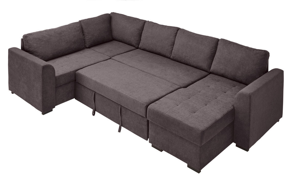 WOHNLANDSCHAFT in Webstoff Dunkelgrau  - Dunkelgrau/Schwarz, Design, Kunststoff/Textil (205/311/160cm) - Xora