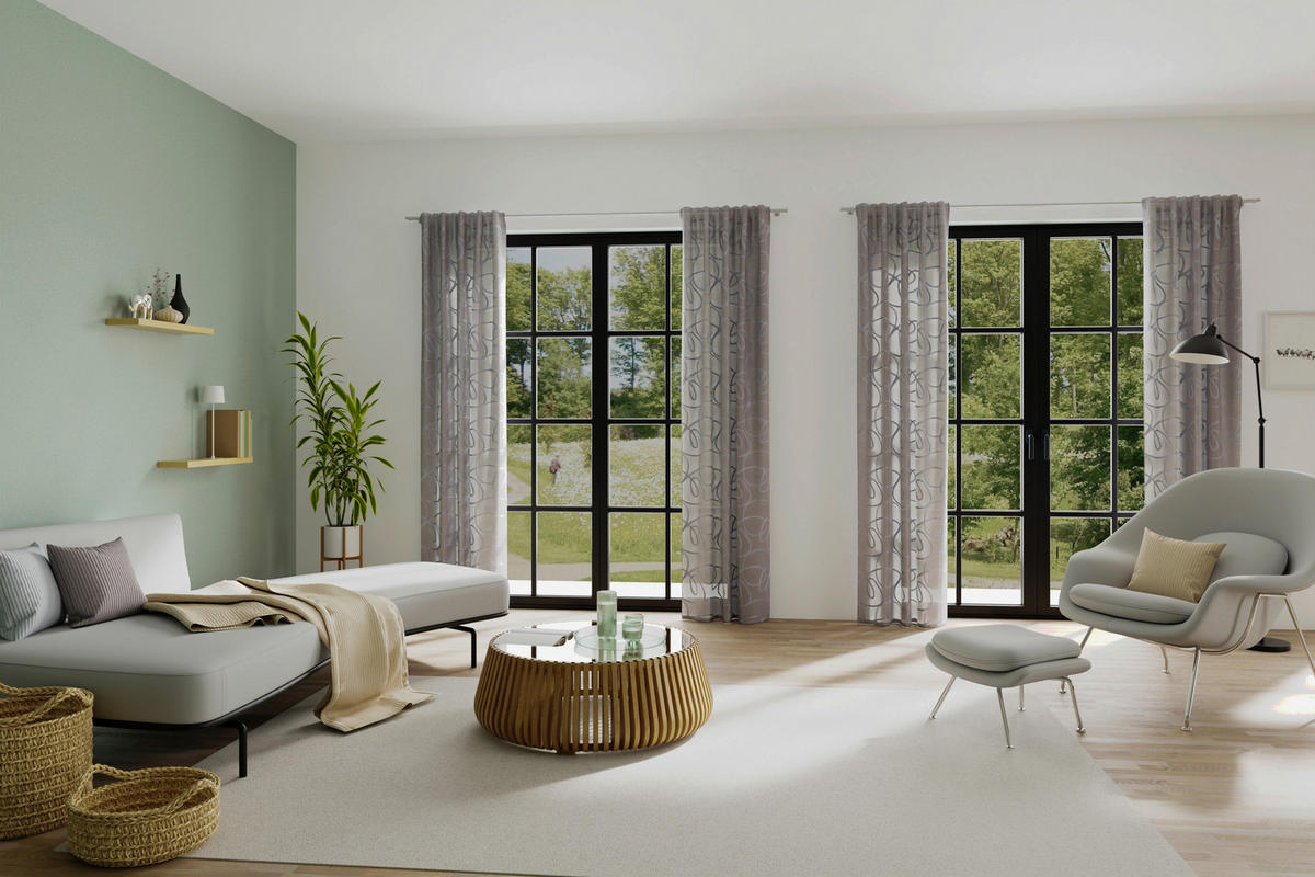 SCHLAUFENVORHANG halbtransparent  - Grau, Basics, Textil (135/245cm) - Fuggerhaus