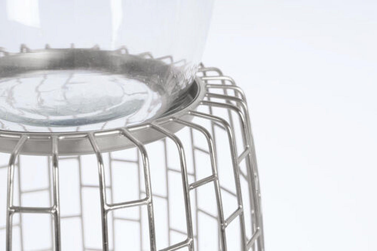 KERZENHALTER - Silberfarben, Design, Glas/Metall (28/73/28cm) - Kayoom