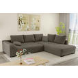 ECKSOFA Taupe Cord  - Taupe/Schwarz, KONVENTIONELL, Holz/Textil (298/202cm) - Carryhome