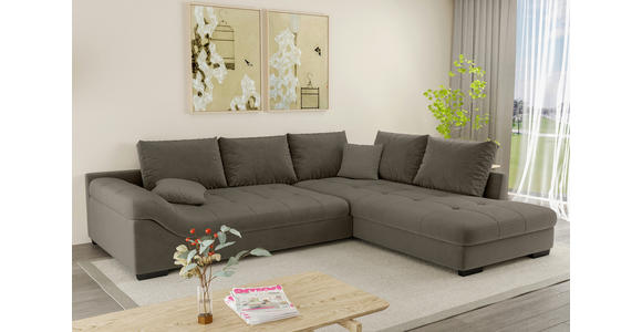 ECKSOFA Taupe Cord  - Taupe/Schwarz, KONVENTIONELL, Holz/Textil (298/202cm) - Carryhome