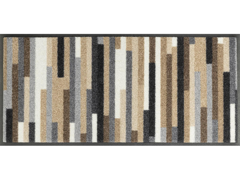 wash+dry FUßMATTE Mikado Stripes Braun, Beige, Blaugrau 35x75 cm