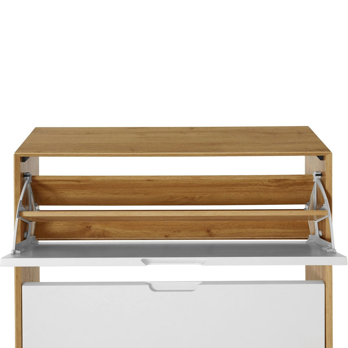 SCHUHSCHRANK Weiß, Eiche Wotan  - Eiche Wotan/Weiß, Design, Holzwerkstoff (89/90/24cm) - Livetastic