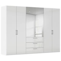 DREHTÜRENSCHRANK 301/223/61 cm,  in Weiß, Weiß Hochglanz, 6 Tür(en)  - Chromfarben/Edelstahlfarben, Basics, Glas/Holzwerkstoff (301/223/61cm) - Novel