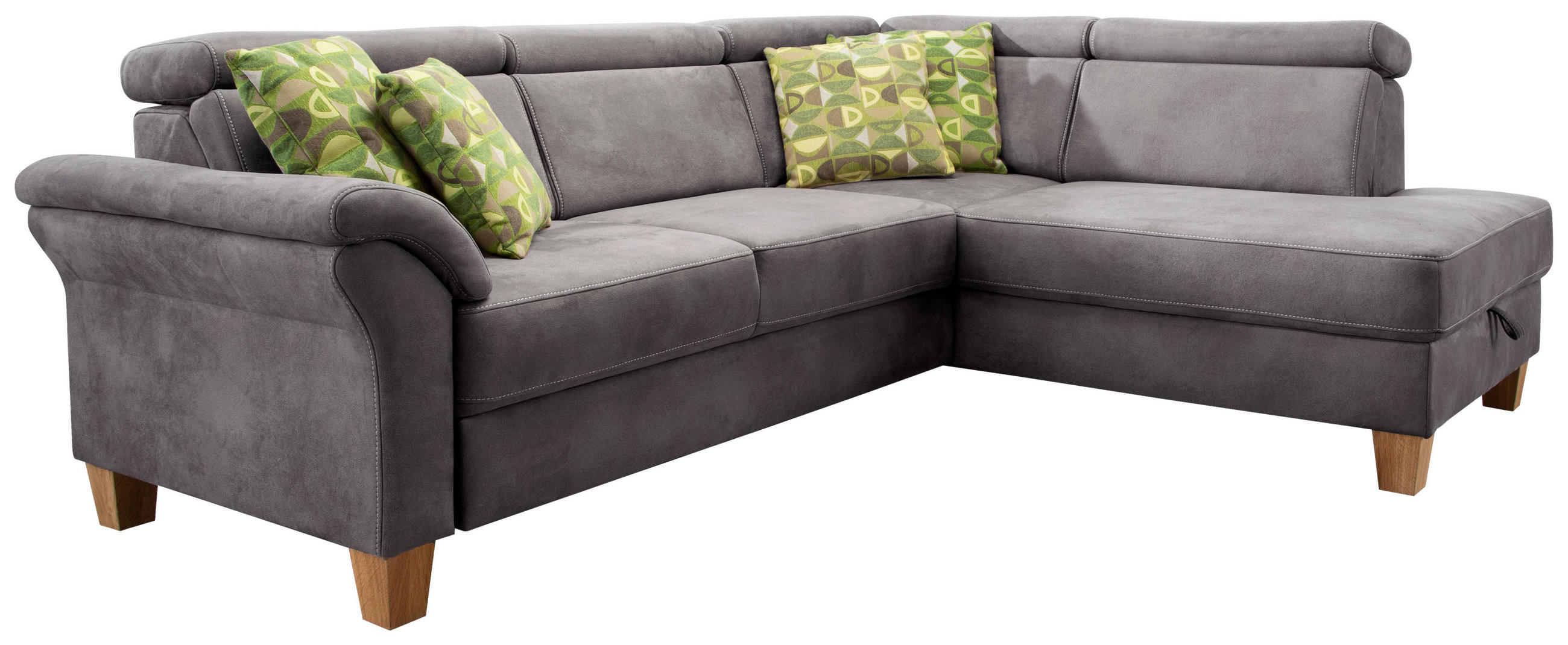 ECKSOFA in Mikrofaser Anthrazit  245/194 cm  - Eichefarben/Anthrazit, KONVENTIONELL, Holz/Textil (245/194cm) - Sit & More
