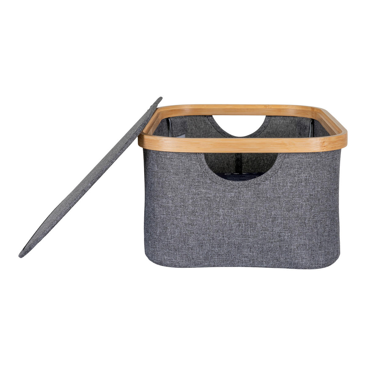 AUFBEWAHRUNGSBOX     - Dunkelgrau/Naturfarben, Basics, Holz/Textil (38/16/26cm)