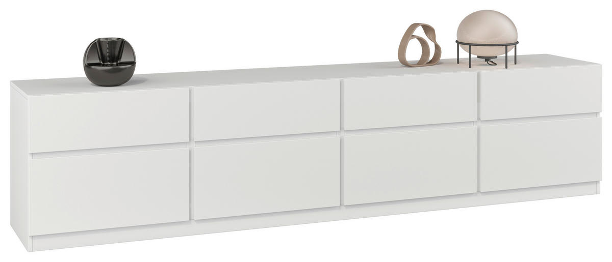 NÍZKA KOMODA, biela, 225/52,5/40 cm - biela, Design, kompozitné drevo (225/52,5/40cm) - MID.YOU