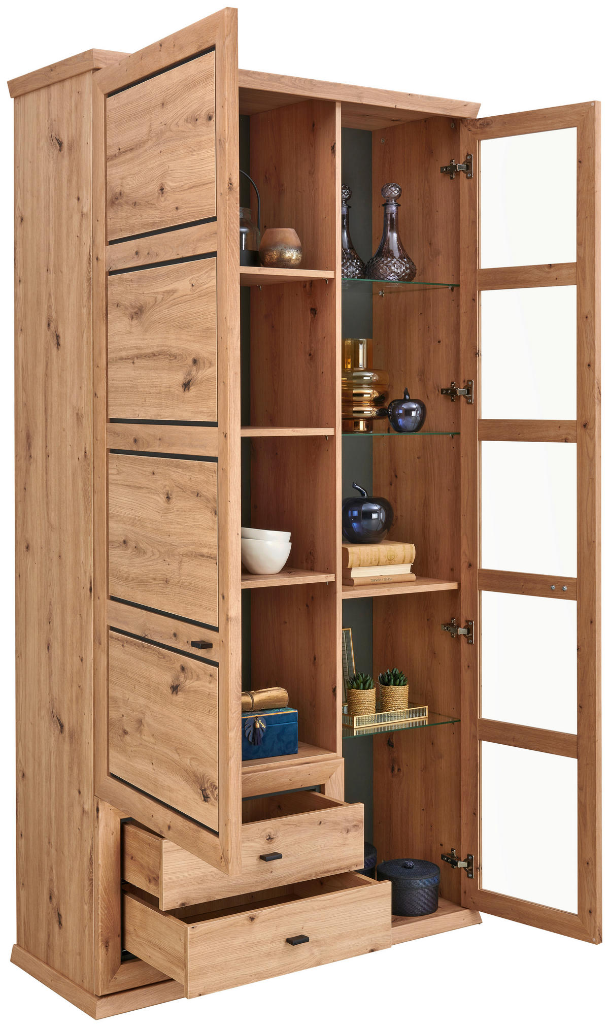 VITRINA, antracit, barve hrasta - barve hrasta/antracit, Konvencionalno, kovina/steklo (110/209/43cm) - Livetastic