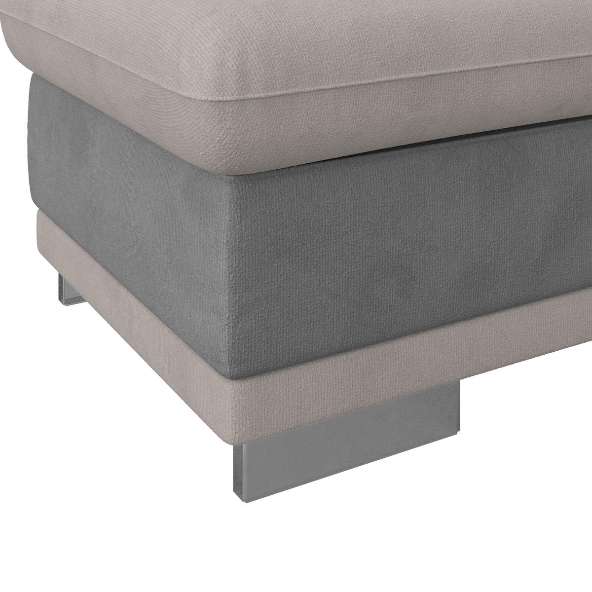 HOCKER Mikrofaser Grau, Hellgrau  - Chromfarben/Hellgrau, KONVENTIONELL, Textil/Metall (97/47/67cm) - MID.YOU
