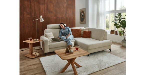 ECKSOFA Beige Chenille  - Beige/Schwarz, Design, Textil/Metall (239/182cm) - Valnatura