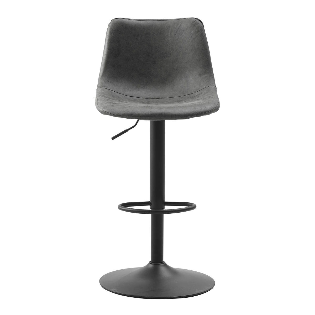 BARHOCKER-SET Mikrofaser Anthrazit Stahl  - Anthrazit/Schwarz, Basics, Textil/Metall (45/90/52cm) - MID.YOU