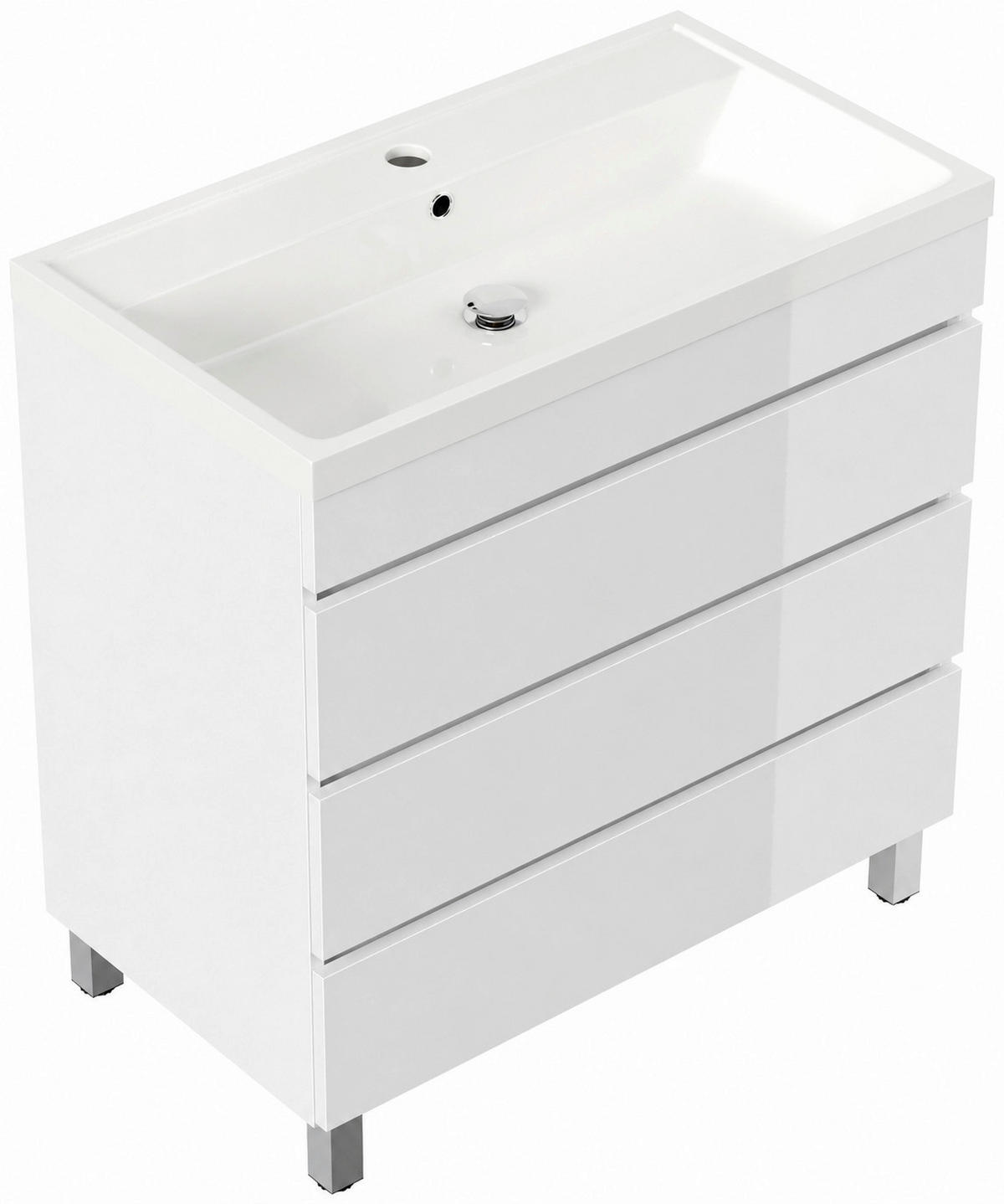 SKŘÍŇKA S UMYVADLEM,  - vysoce lesklá bílá, Trend, kompozitní dřevo/plast (80cm) - MID.YOU