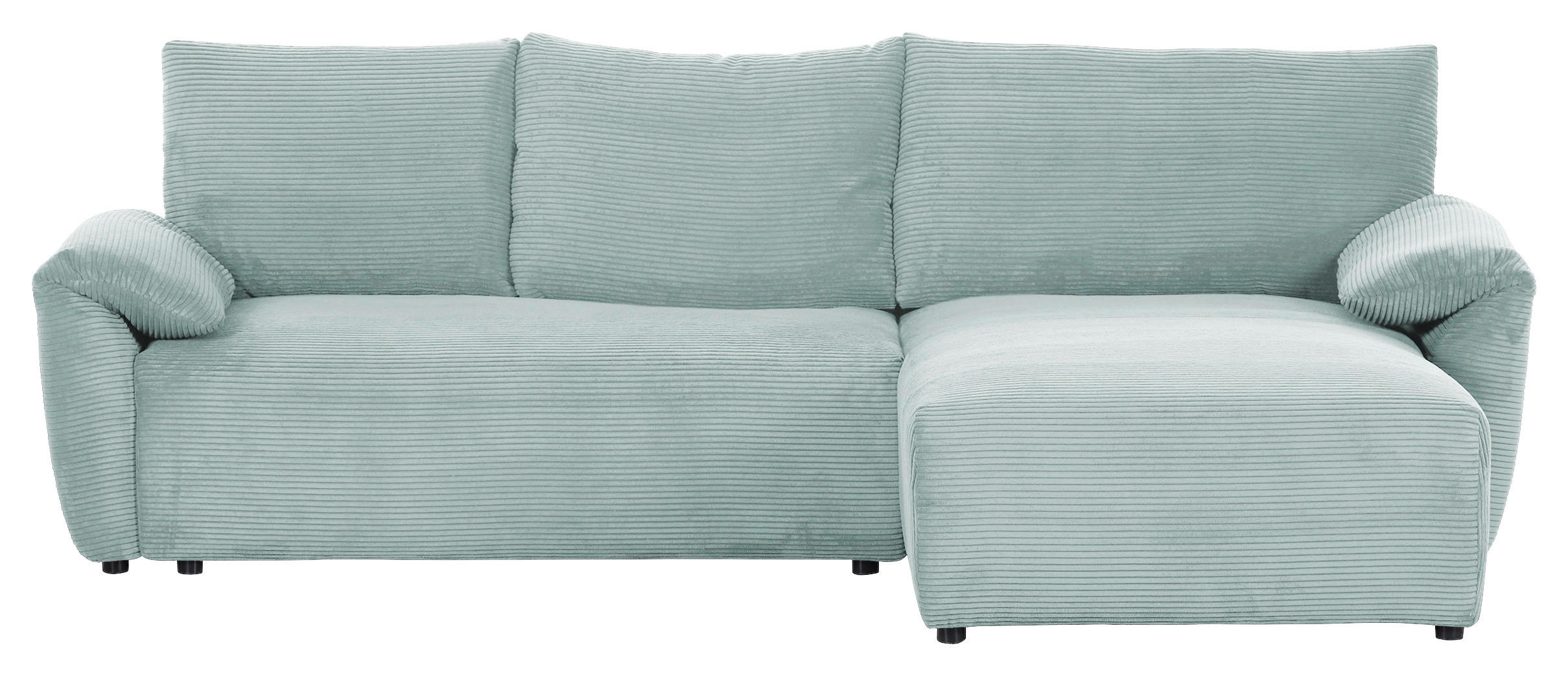 ECKSOFA in Cord Mintgrün  - Schwarz/Mintgrün, Konventionell, Kunststoff/Textil (266/180cm) - MID.YOU