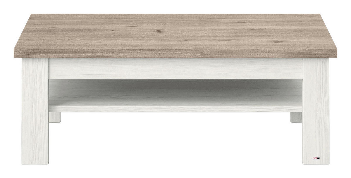 COUCHTISCH 110/70/40 cm rechteckig Weiß, Eichefarben  - Eichefarben/Weiß, Design, Holzwerkstoff (110/70/40cm) - SetOne by Musterring