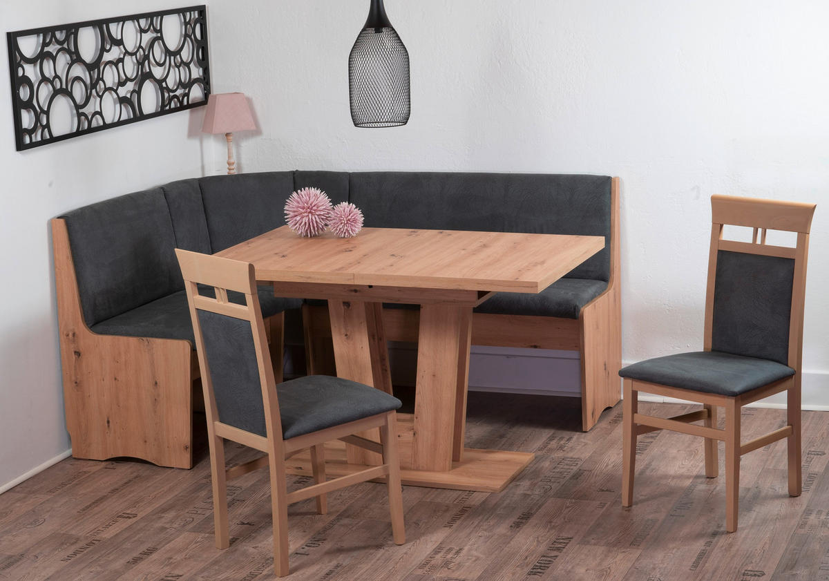 ECKBANKGRUPPE Mikrofaser Eiche Artisan, Grau  - Eiche Artisan/Grau, KONVENTIONELL, Holz/Textil (125/89/165cm) - MID.YOU