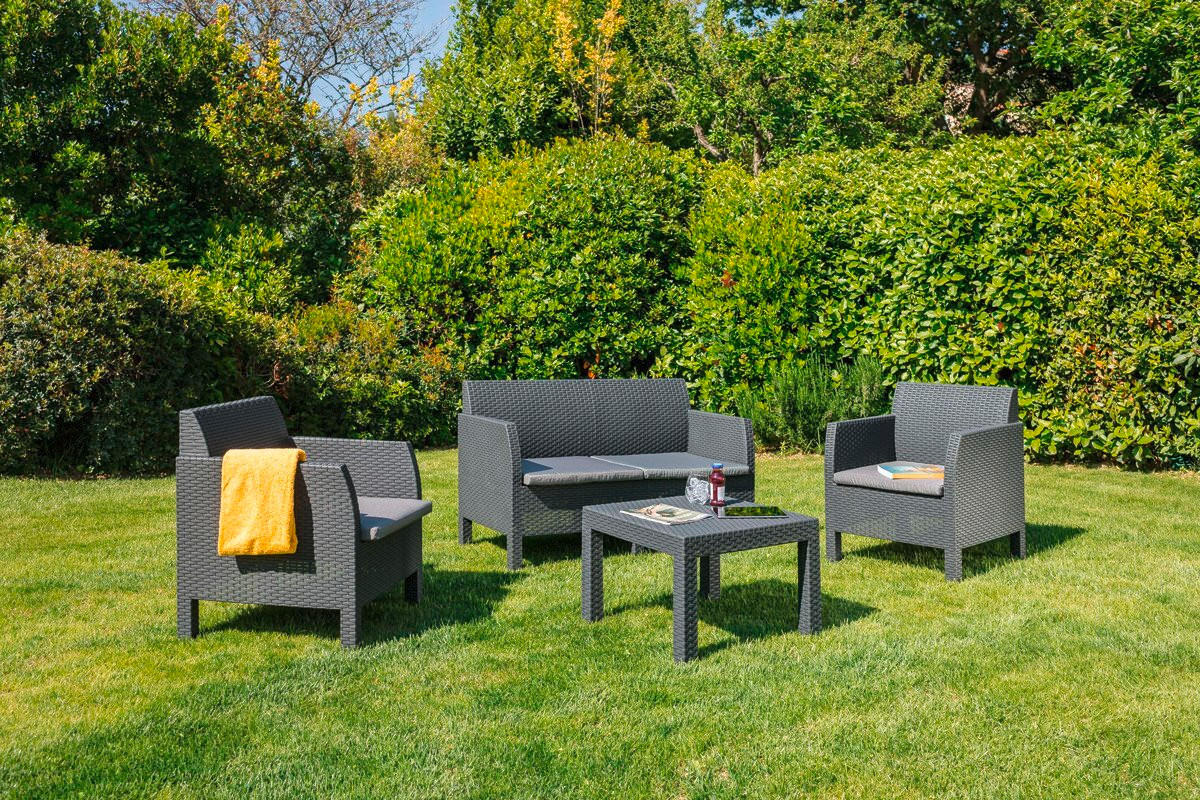 LOUNGEGARNITUR  - Anthrazit, Basics, Kunststoff