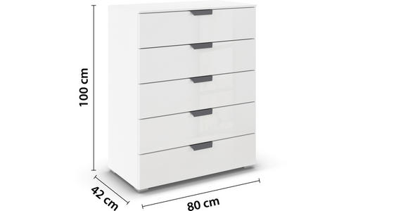 KOMMODE  in 80/100/42 cm  - Dunkelgrau/Weiß, Design, Glas/Holzwerkstoff (80/100/42cm) - Carryhome