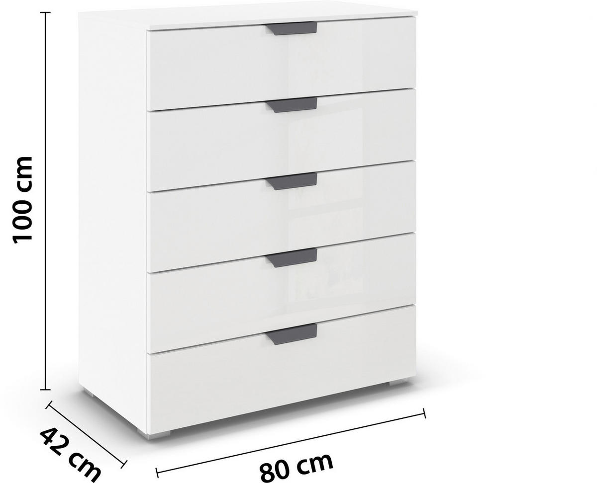 KOMMODE  in 80/100/42 cm  - Dunkelgrau/Weiß, Design, Glas/Holzwerkstoff (80/100/42cm) - Carryhome