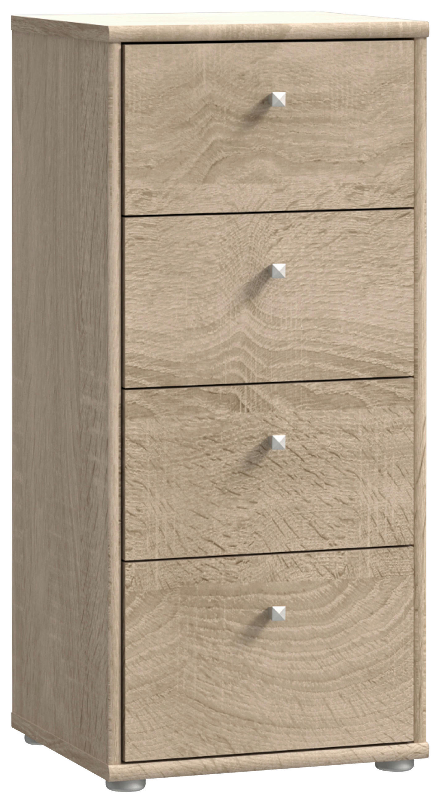 KOMMODE , 38,6/85,5/34,8 cm, 4 Schublade(n)  - Alufarben/Sonoma Eiche, Design, Holzwerkstoff/Kunststoff (38,6/85,5/34,8cm)