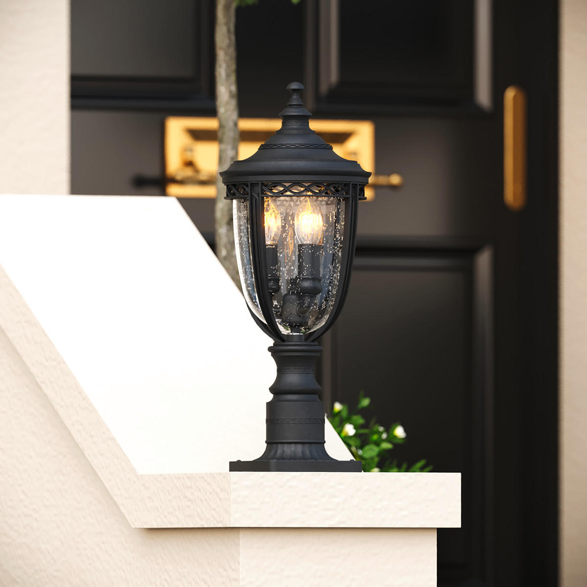 SOCKELBELYSNING - svart, Basics, metall/glas (21.6/55.3cm) - Elstead Lighting